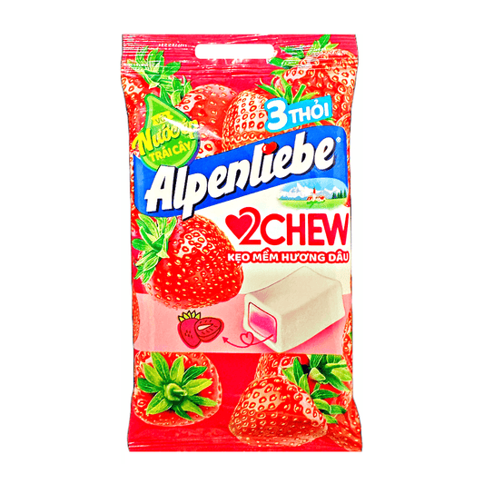 Alpenliebe 2Chew Strawberry 3x24.5g - The Snacks Box - Asian Snacks Store - The Snacks Box - Korean Snack - Japanese Snack