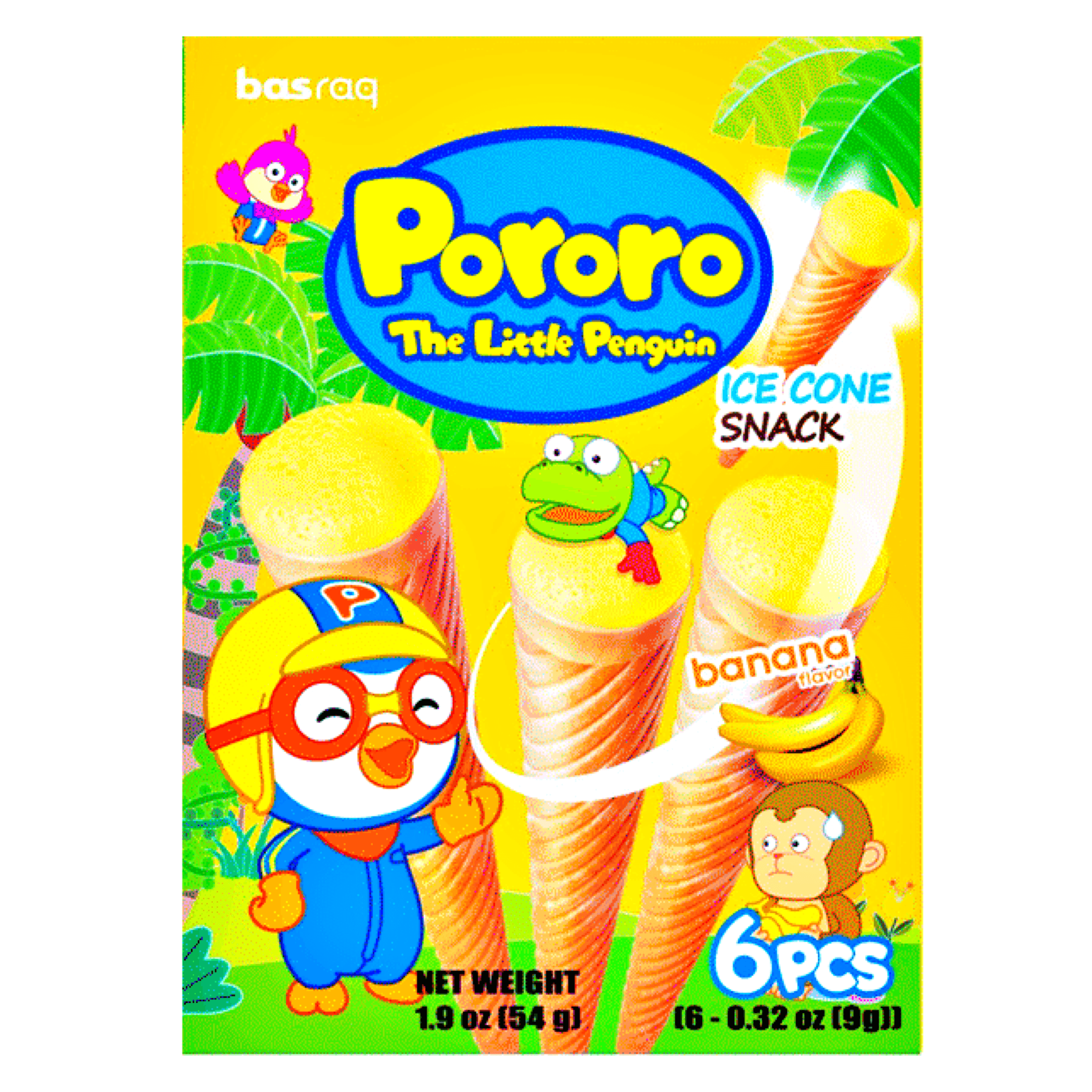 Basrag Pororo Banana Ice Corn Snacks 6x9g - The Snacks Box: Online ...