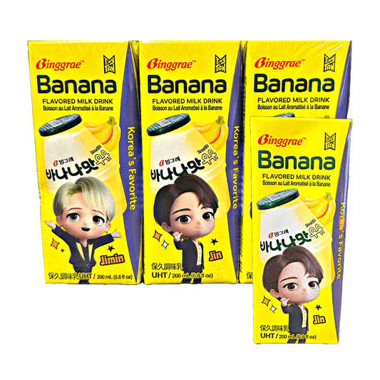 Binggrae Banana Flavored Milk Drink 6x200ml - The Snacks Box - Asian Snacks Store - The Snacks Box - Korean Snack - Japanese Snack