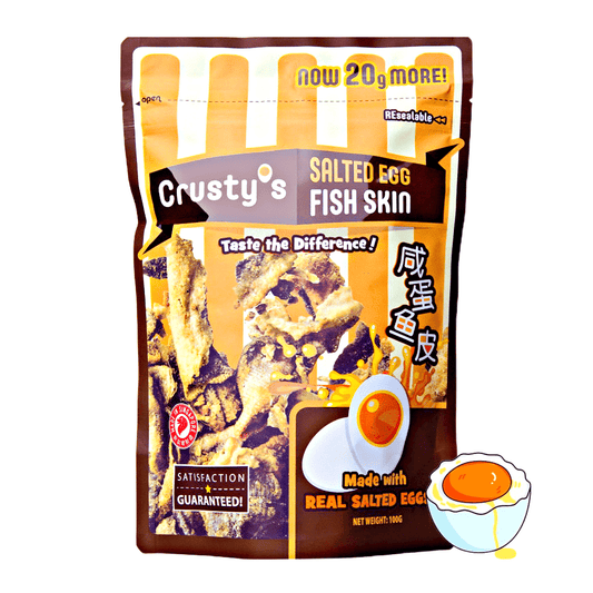 Crusty’s Salted Egg Fish Skin 100g - The Snacks Box - Asian Snacks Store - The Snacks Box - Korean Snack - Japanese Snack