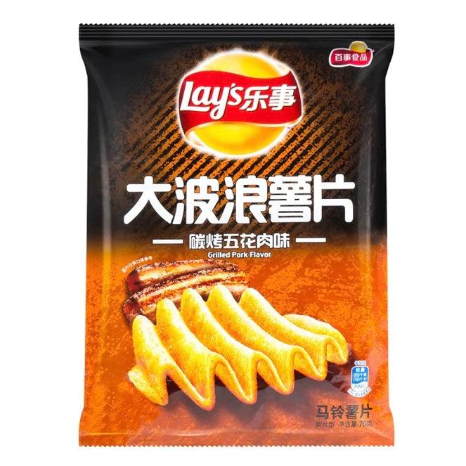 Lay’s Charcoal Pork Belly Big Wave Chip - The Snacks Box - Asian Snacks Store - The Snacks Box - Korean Snack - Japanese Snack