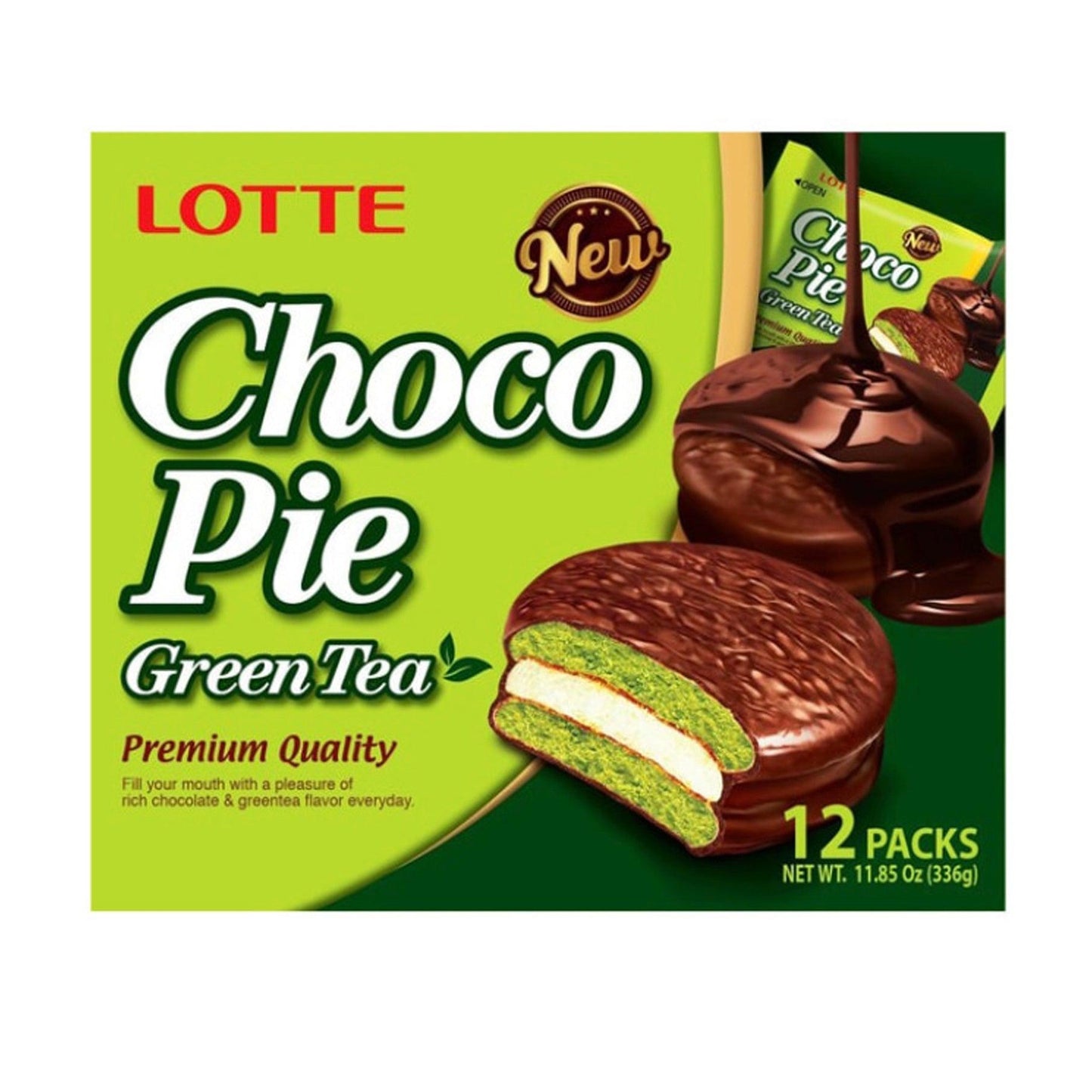 Lotte Choco Pie Green Tea Biscuit - The Snacks Box - Asian Snacks Store - The Snacks Box - Korean Snack - Japanese Snack