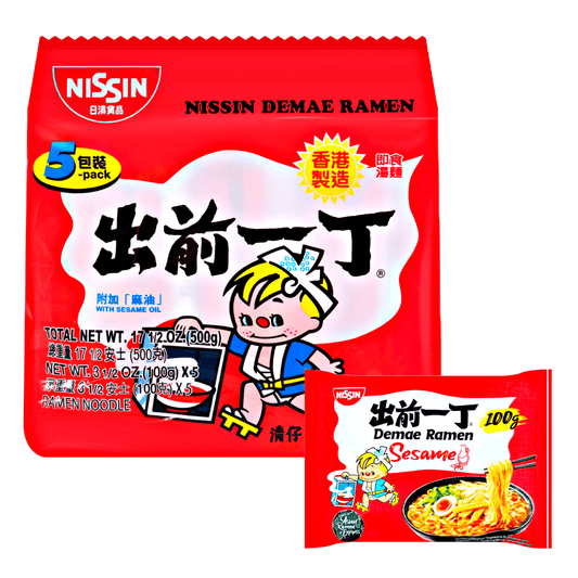 Nissin Instant Ramen Noodles Sesame Oil 5x100g - The Snacks Box - Asian Snacks Store - The Snacks Box - Korean Snack - Japanese Snack