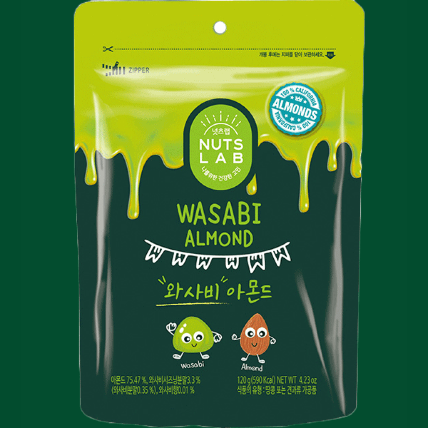 Nuts Lab Wasabi Almond(120G) - The Snacks Box - Asian Snacks Store - The Snacks Box - Korean Snack - Japanese Snack