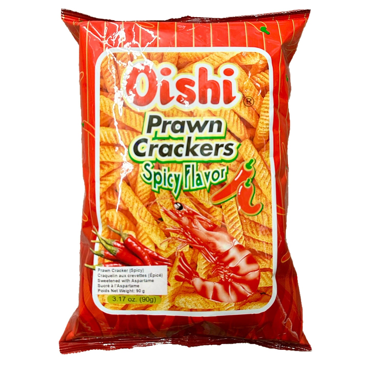 Oishi Prawn Crakers Hot Spicy(90g) - The Snacks Box - Asian Snacks Store - The Snacks Box - Korean Snack - Japanese Snack