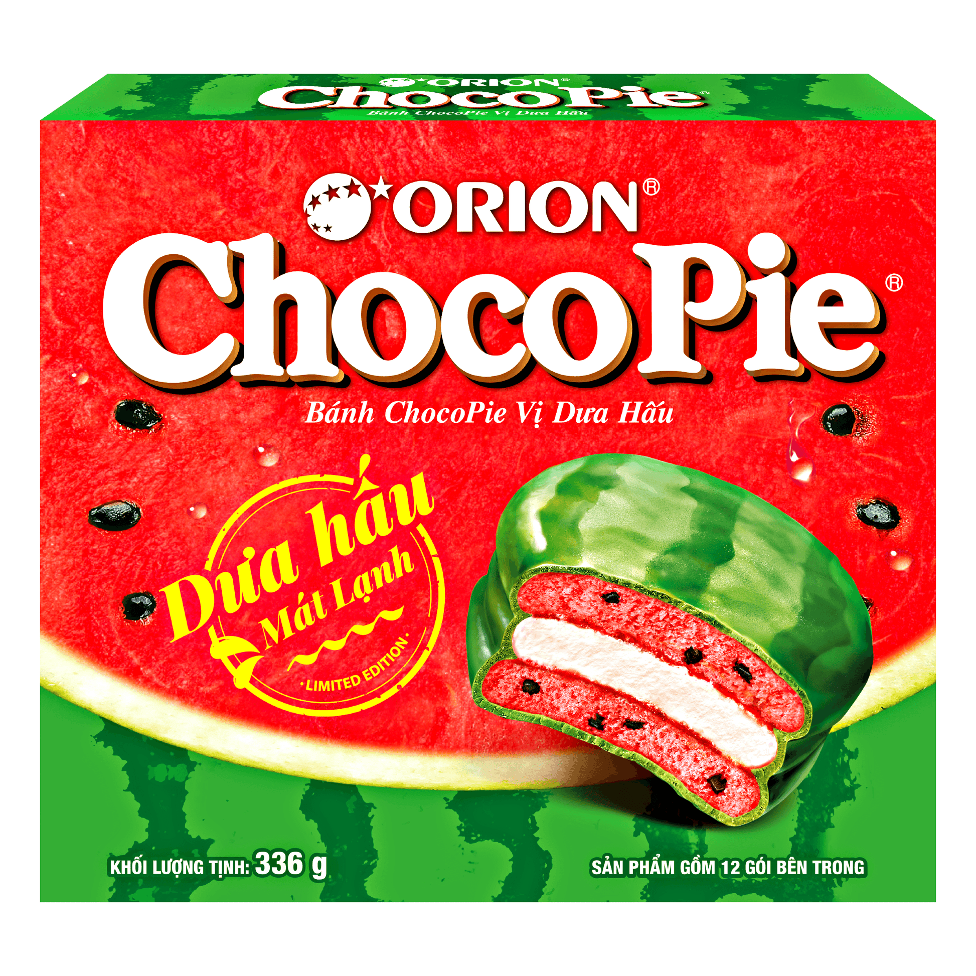 Orion Choco Pie Watermelon 336g - The Snacks Box - Asian Snacks Store - The Snacks Box - Korean Snack - Japanese Snack