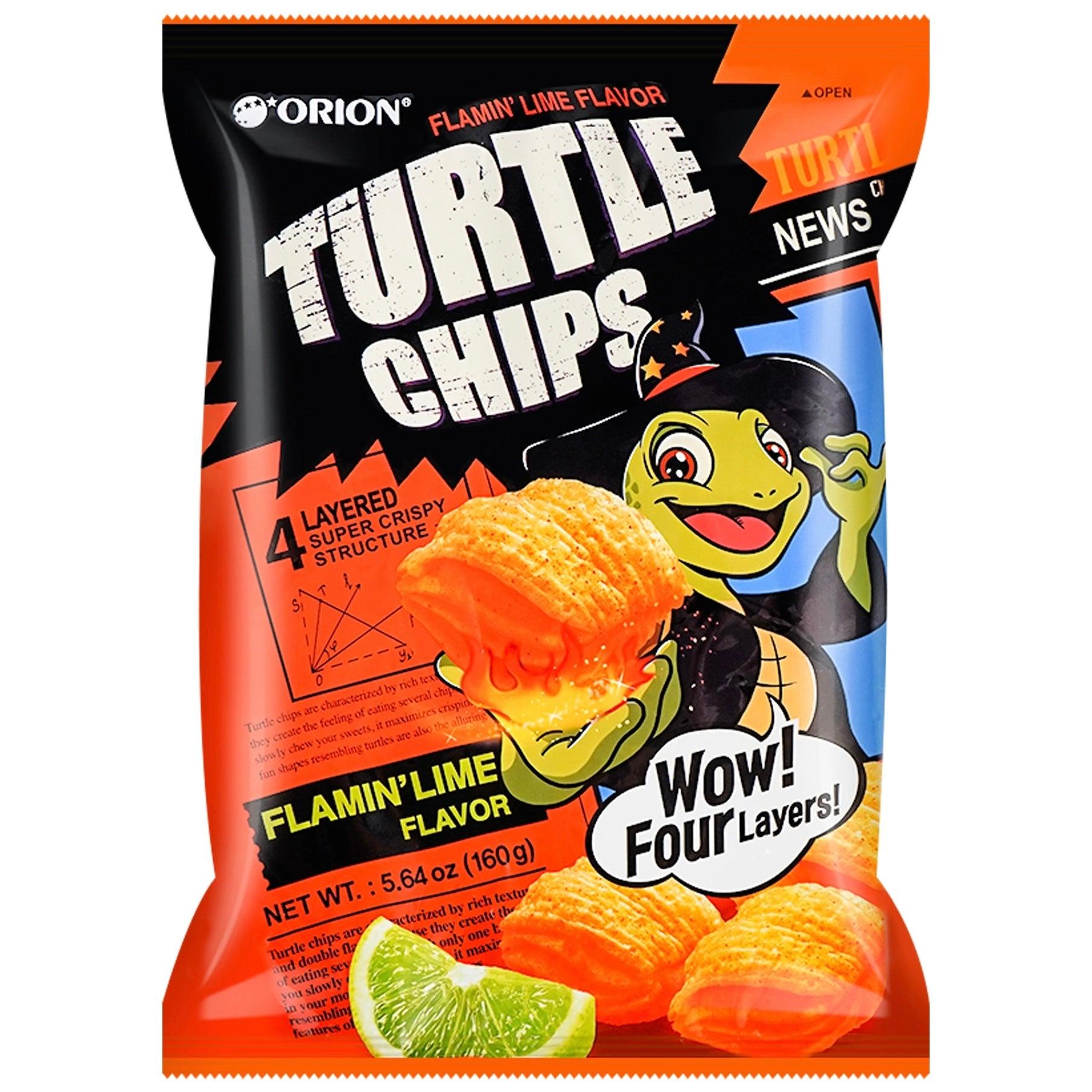 Orion Turtle Chips Flamin’ Lime 160g - The Snacks Box - Asian Snacks Store - The Snacks Box - Korean Snack - Japanese Snack