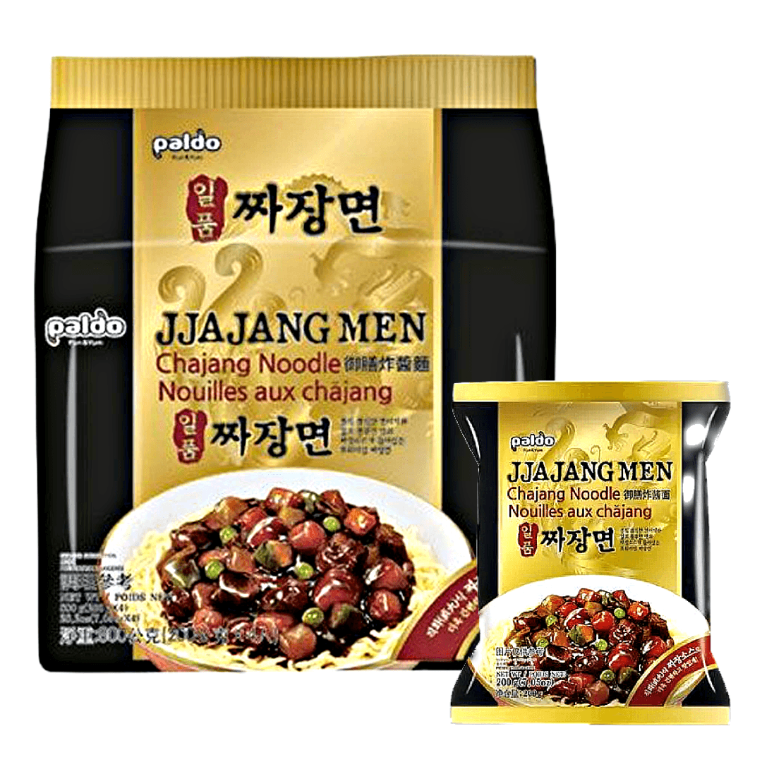 Paldo JJaJangMen Black Bean Sauce Noodles 4 Packs - The Snacks Box - Asian Snacks Store - The Snacks Box - Korean Snack - Japanese Snack