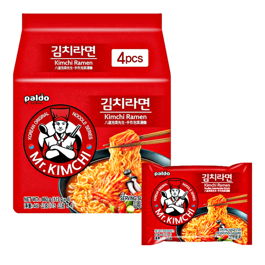 Paldo Mr.Kimchi Kimchi Ramen 4x115g - The Snacks Box - Asian Snacks Store - The Snacks Box - Korean Snack - Japanese Snack