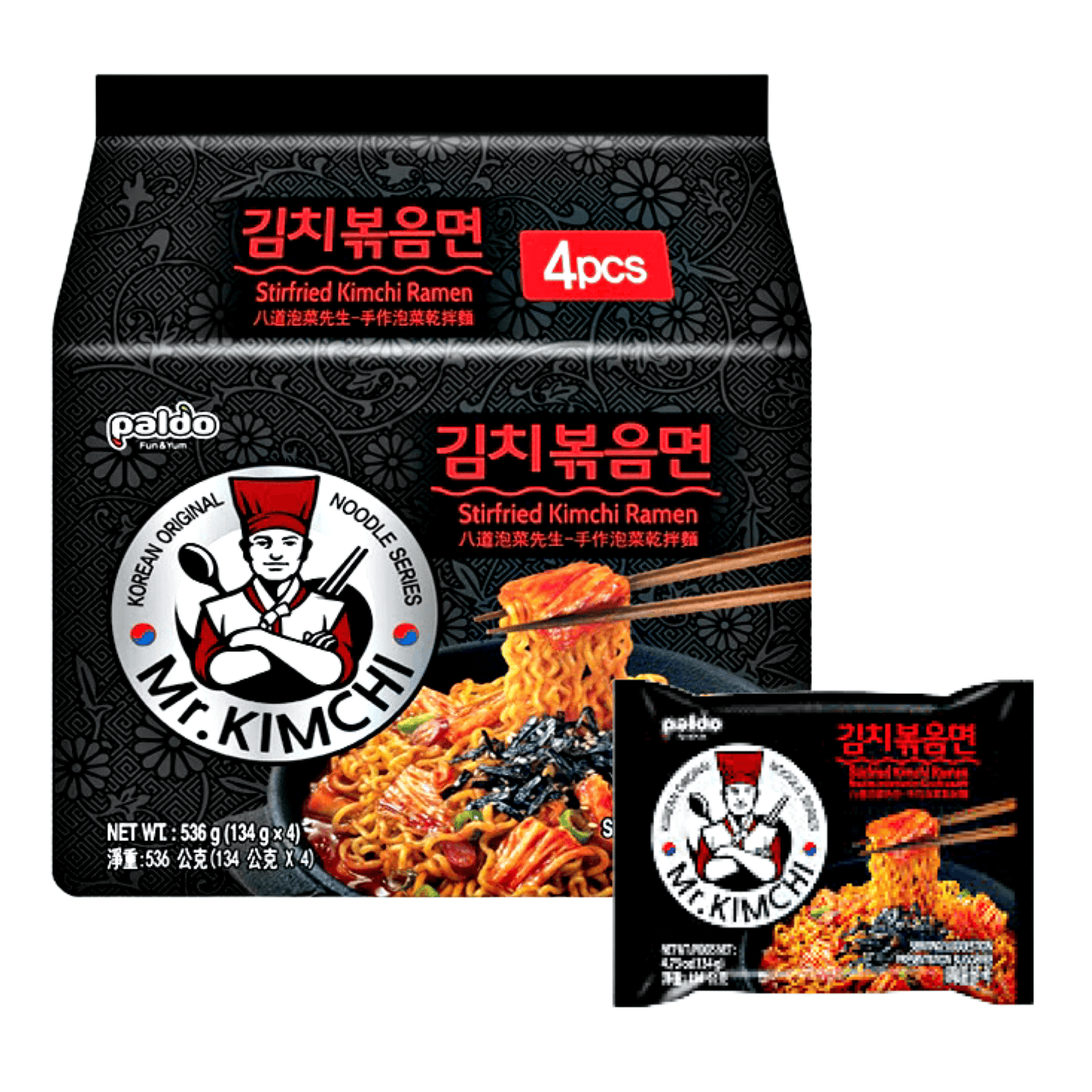 Paldo Stir-fried Kimchi Ramen 4x134g - The Snacks Box - Asian Snacks Store - The Snacks Box - Korean Snack - Japanese Snack