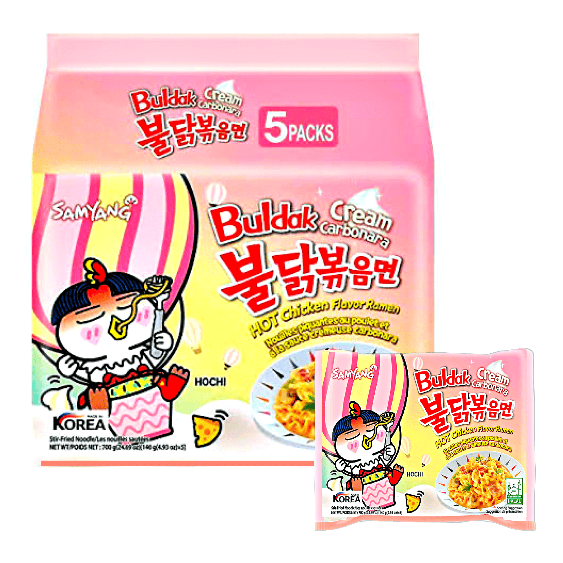 SamYang Buldak Hot Chicken Flavor Ramen Cream Carbonara 5x140g - The Snacks Box - Asian Snacks Store - The Snacks Box - Korean Snack - Japanese Snack