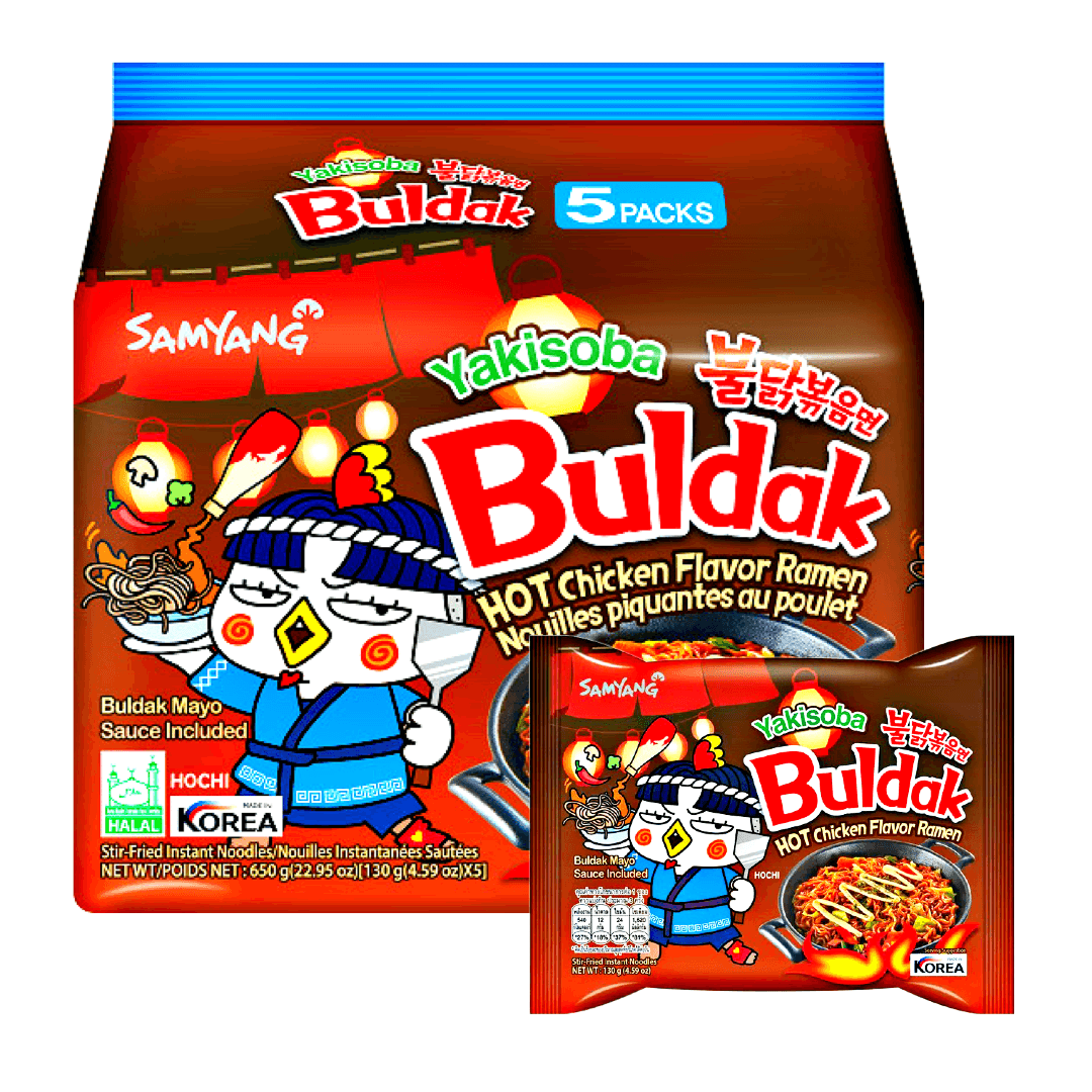 SamYang Buldak Hot Chicken Flavor Ramen Yakisoba 5x130g - The Snacks Box - Asian Snacks Store - The Snacks Box - Korean Snack - Japanese Snack