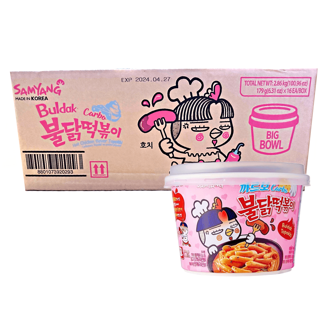 SamYang Buldak Hot Chicken Flavor Topokki Carbonara 16x179g - The Snacks Box - Asian Snacks Store - The Snacks Box - Korean Snack - Japanese Snack