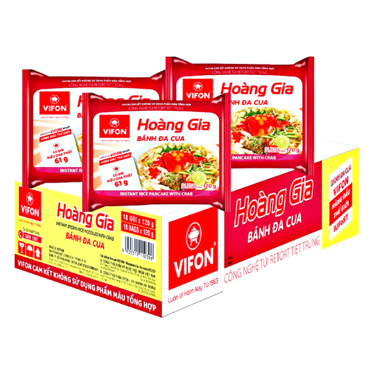 Vifon Hoàng Gia Instant Brown Rice Noodles With Crab 18x120g - The Snacks Box - Asian Snacks Store - The Snacks Box - Korean Snack - Japanese Snack