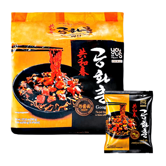 Youus Gonghwachun Jjajang Ramen Instant Noodle With Black Bean Sauce 4x195g - The Snacks Box - Asian Snacks Store - The Snacks Box - Korean Snack - Japanese Snack